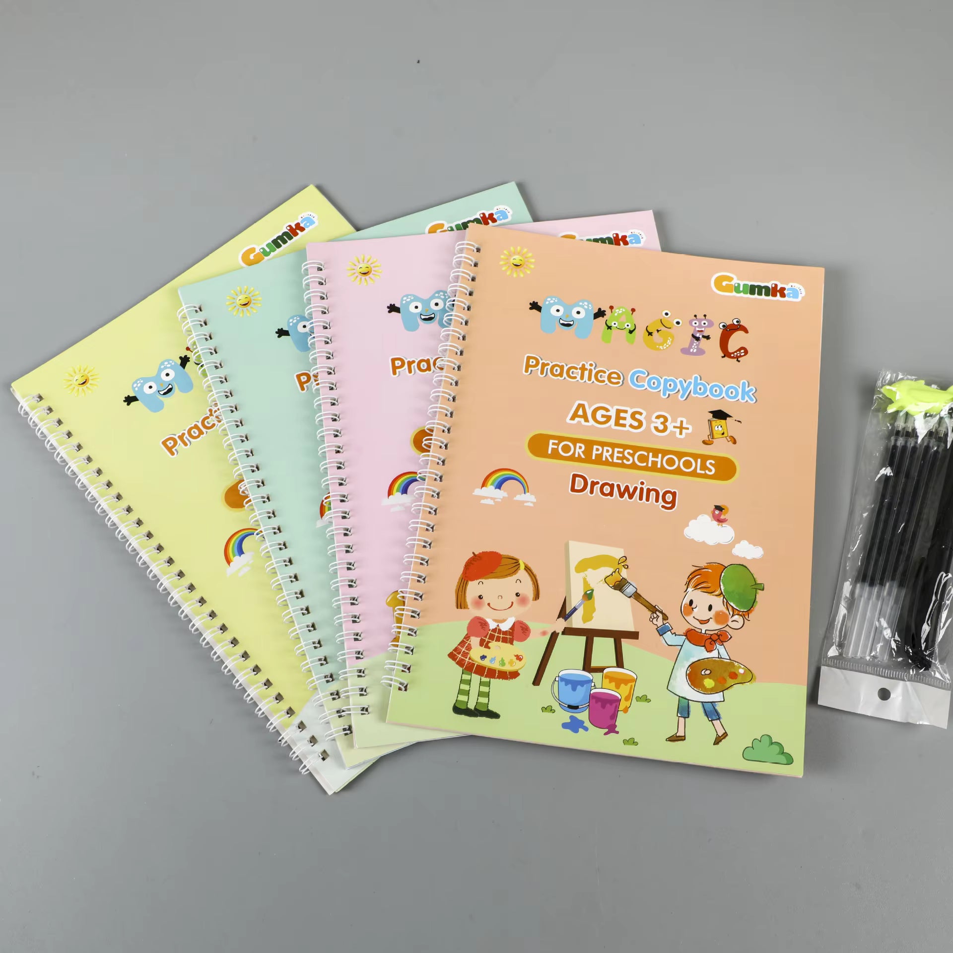 Sank Magic Book Handwriting English Copybook With Drawing Pens for Kids