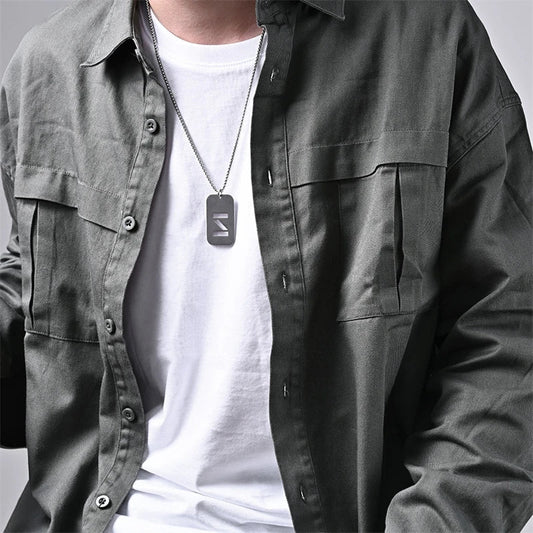 Hollow Letter Necklace Men's Hip Hop Stainless Pendant Necklace