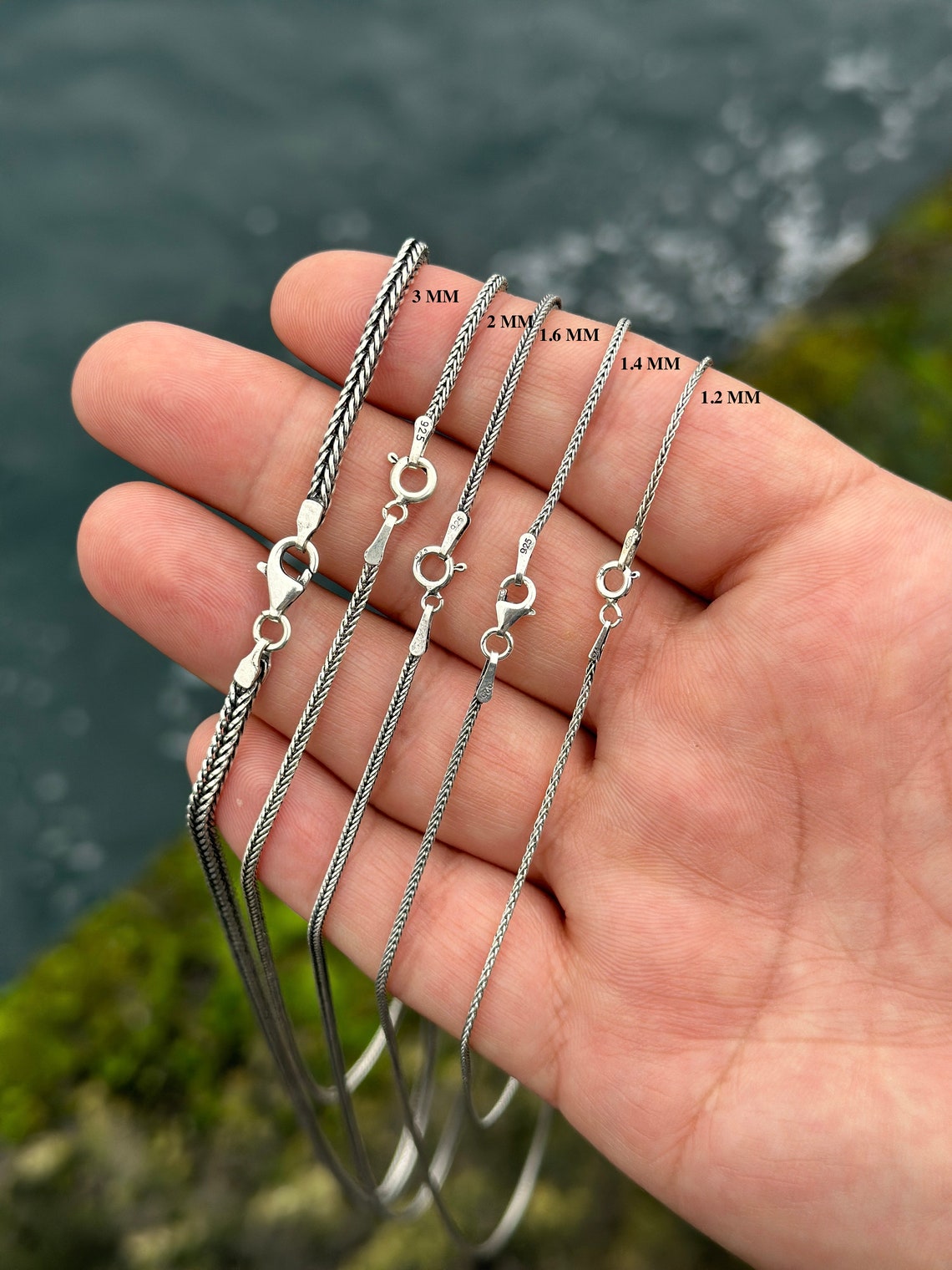 Thin Foxtail Necklace, Bali Chain, Oxidized Necklace, Antique Chain