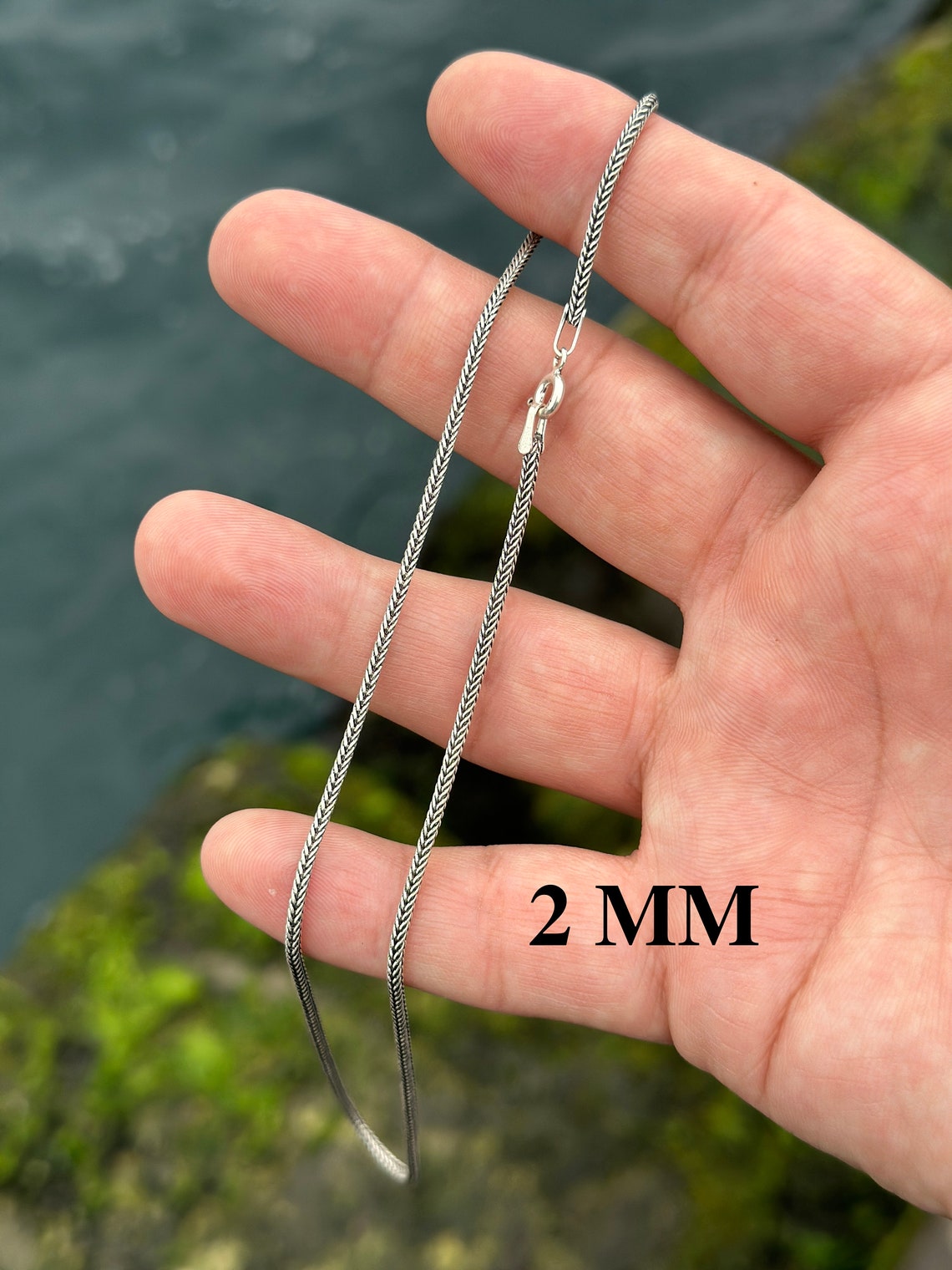 Thin Foxtail Necklace, Bali Chain, Oxidized Necklace, Antique Chain